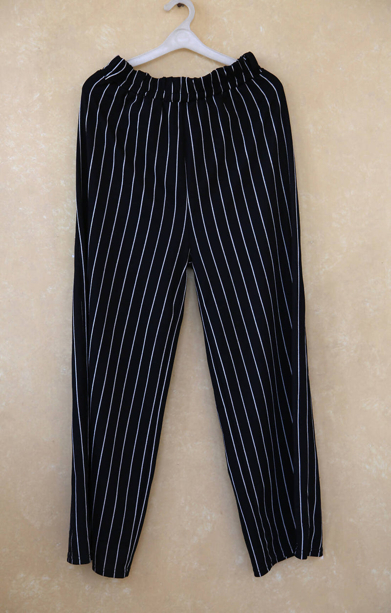 Striped Wide Leg Trousers Size: M/L