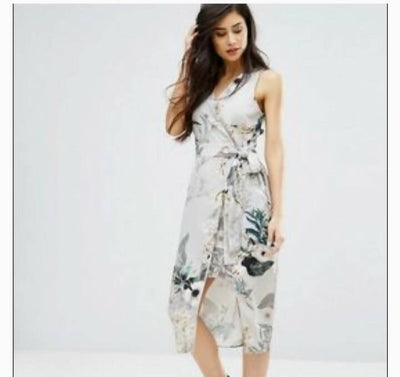 New River Island midi floral faux wrap dress