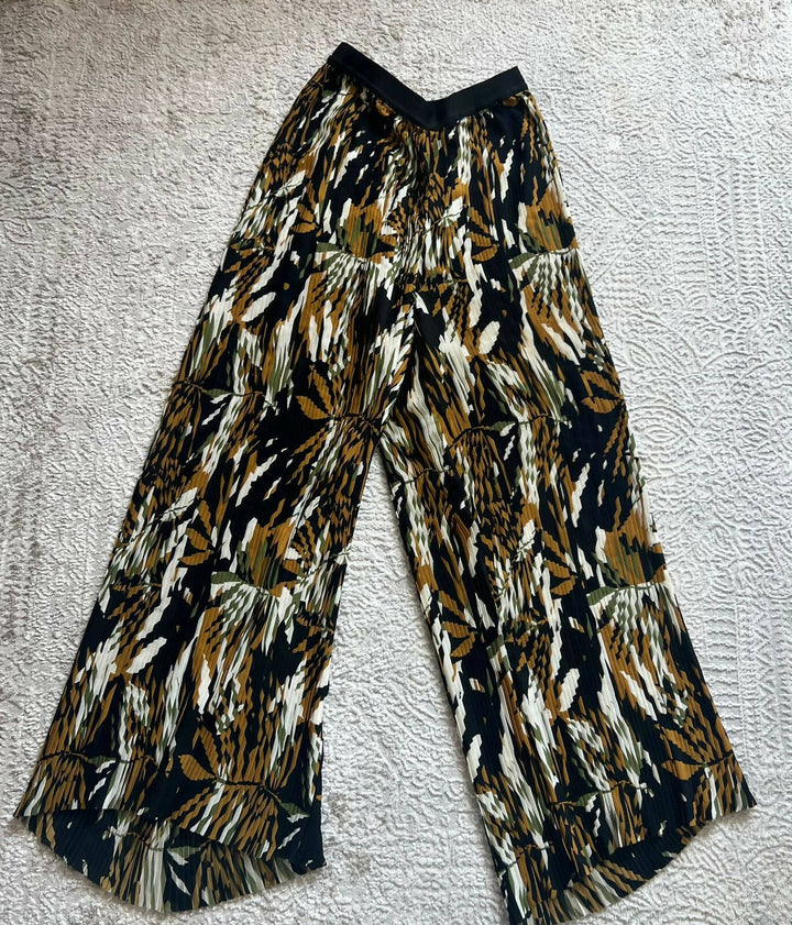XS ONLY printed plisse wide leg pants
