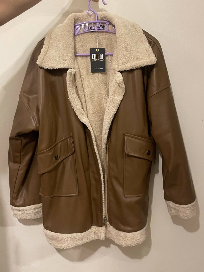 Copra Leather Jacket with faux fur inside Size XL