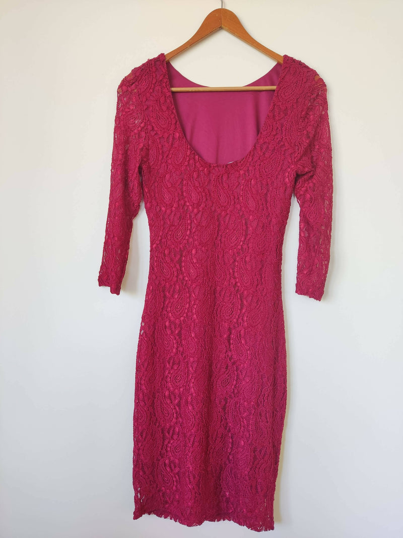 Small Red Lace Midi Dress