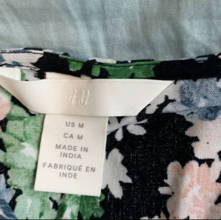H&M Floral Tie Blouse Size M