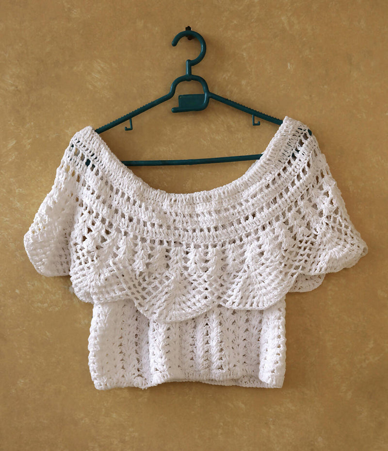 New Handmade Crochet Off Shoulder Crop Top