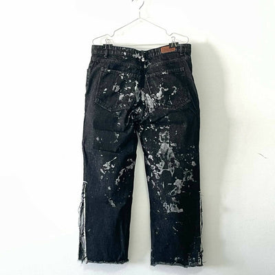 Handpainted Black Denim Pants Size: 40