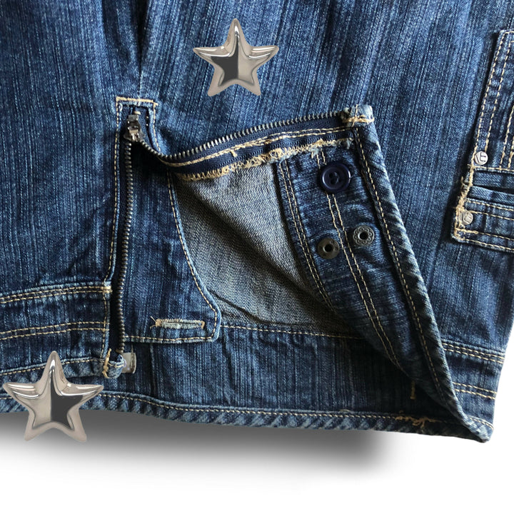 Asymmetrical Jean Skort Size: S/M