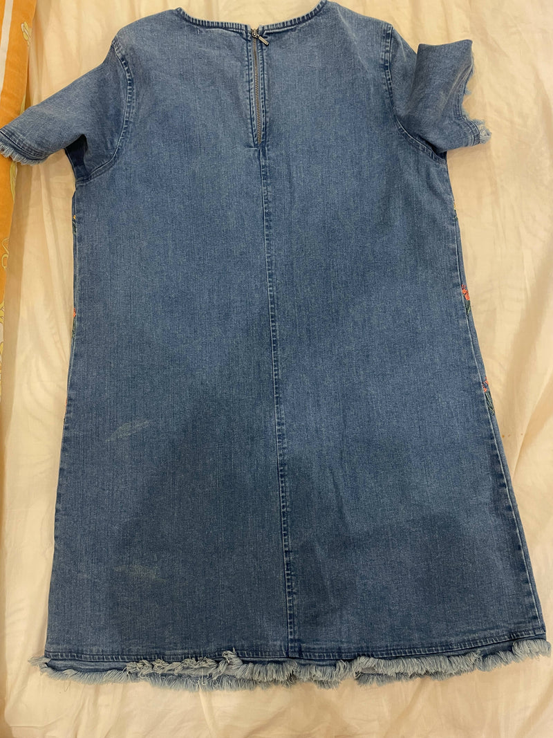 Cute Embroidery Denim Dress Size M-L