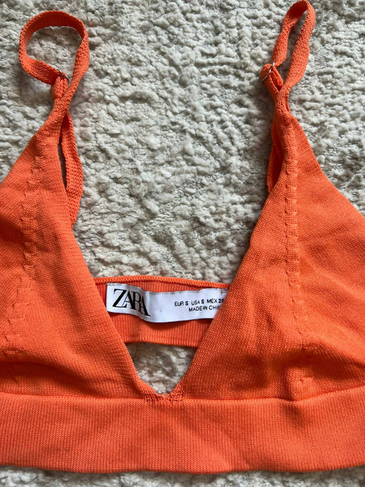 Zara Orange Knit Bralette Size S