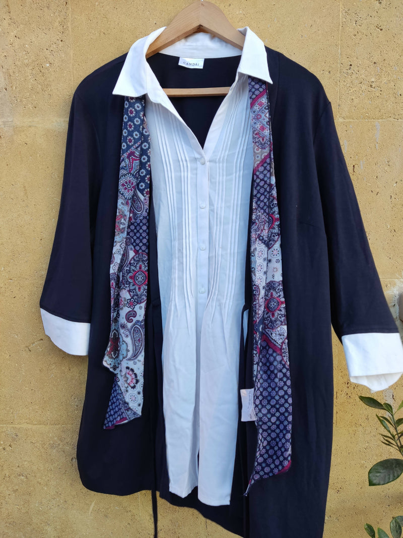 C&A Top (Cardigan, Blouse & Scarf attached) Size 2XL