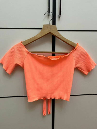 Off Shoulder Neon Pink Crop Top Size S