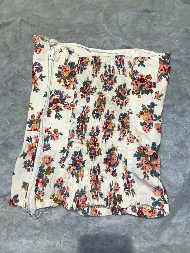 Pull&bear floral strapless top size XXS/XS
