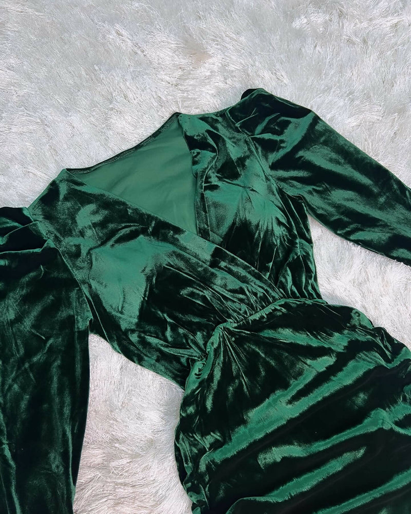 Green Velvet Dress - Size S