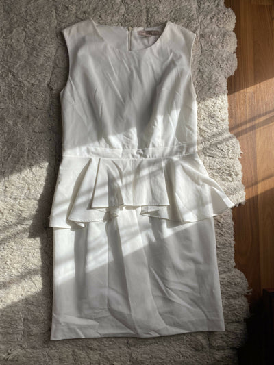 Forever21 White Midi Peplum dress Size: L