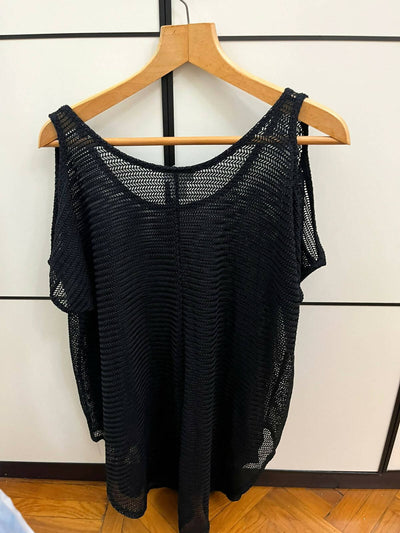 Black See Through Top/ Dress Open Shoulders Size M