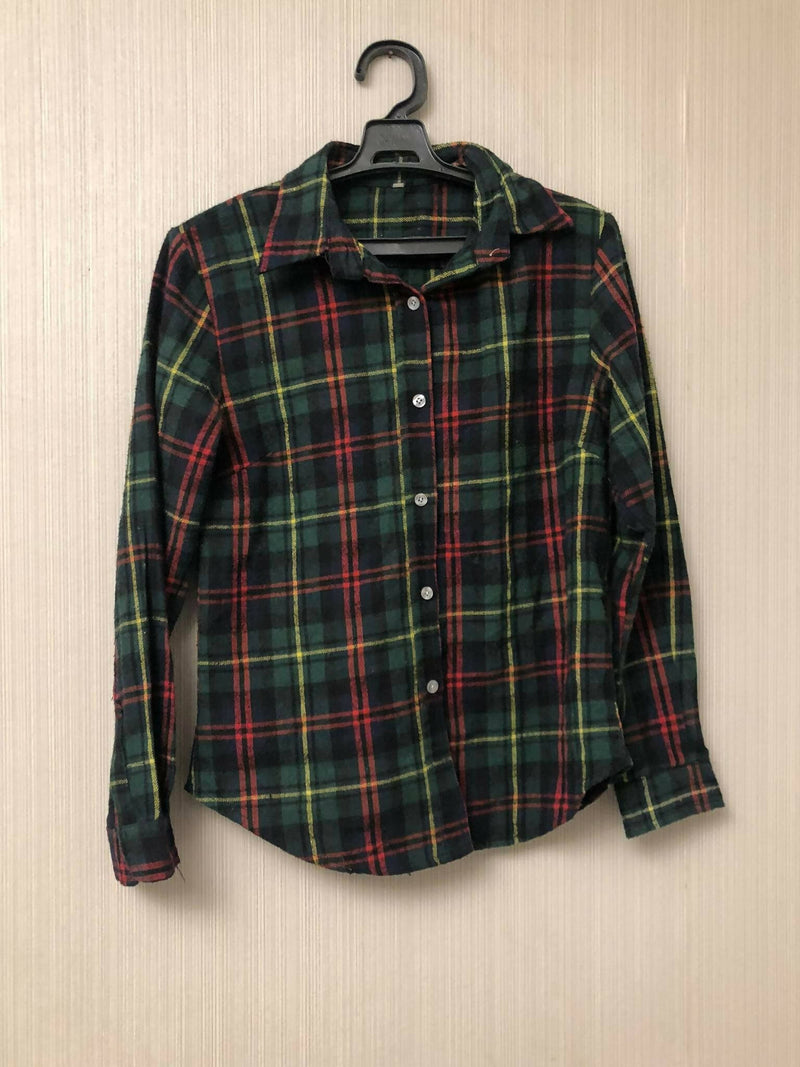 Long sleeve green and red flannel shirt UK10