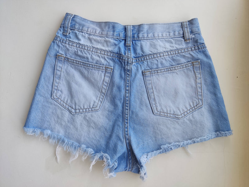 High Waist Ripped Jeans Shorts Size: S