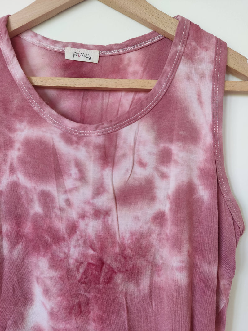 Large Pink & White Tie Dye Sleeveless Top