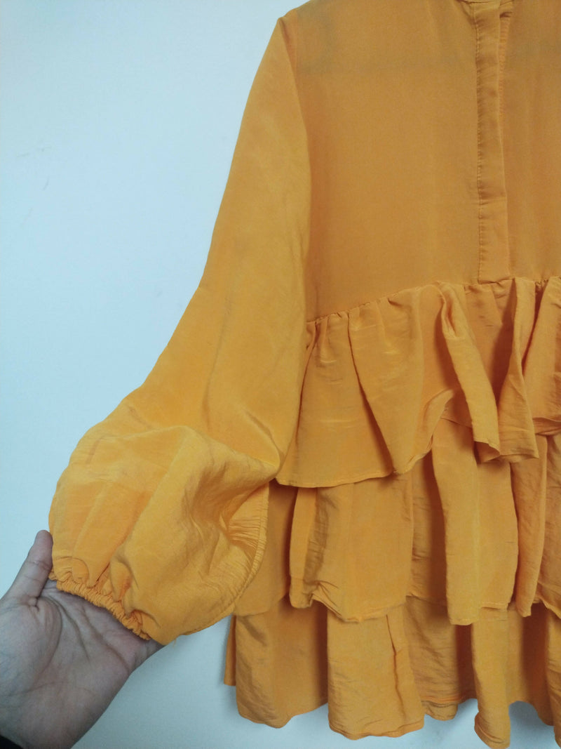 Mustard Ruffle Layered Dress/Tunic size: S/ 36-38