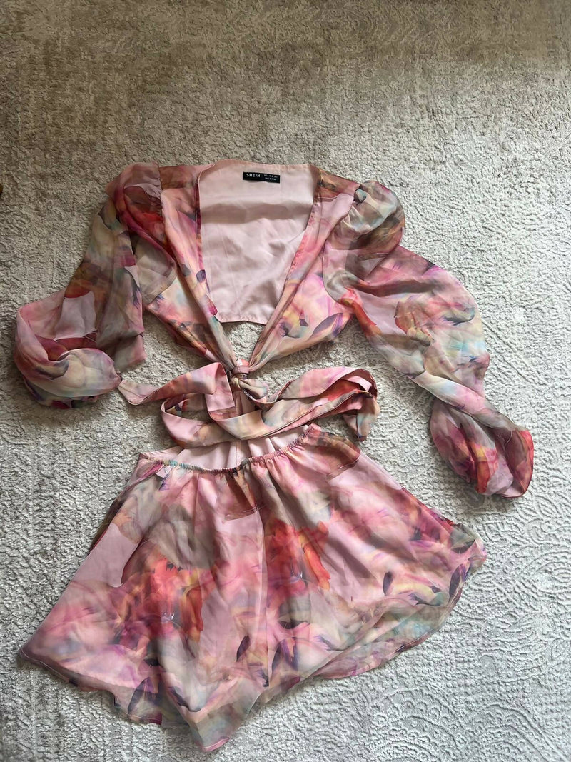 SHEIN floral chiffon romper Size S