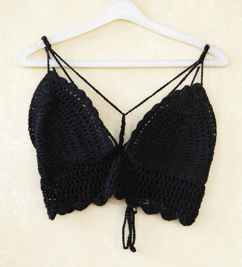 New Handmade Crochet Black Crop top