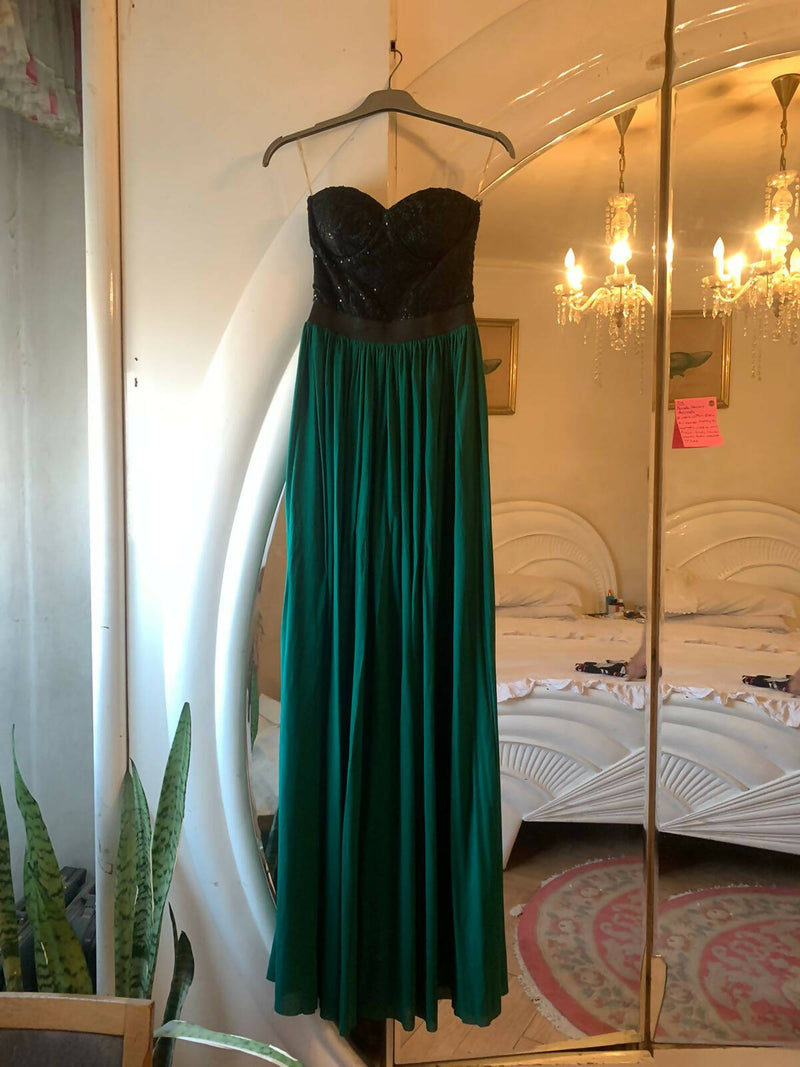 Rare London Ivory Green Maxi Dress XS-S