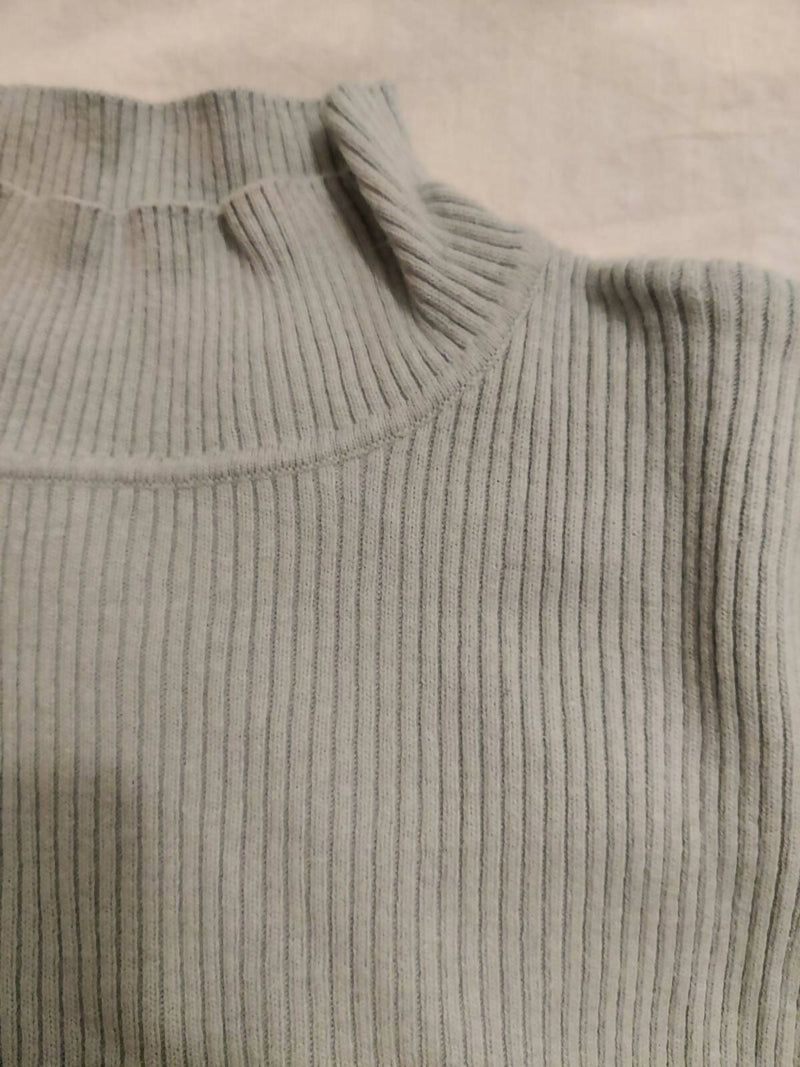 BHS Pastel Blue Mock-neck Ribbed Sweater Size:EU 44