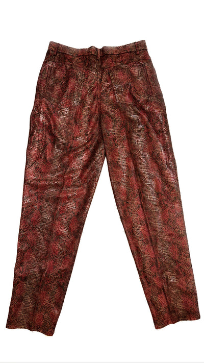 Red Snake Foiled Print Pants Size: S/M