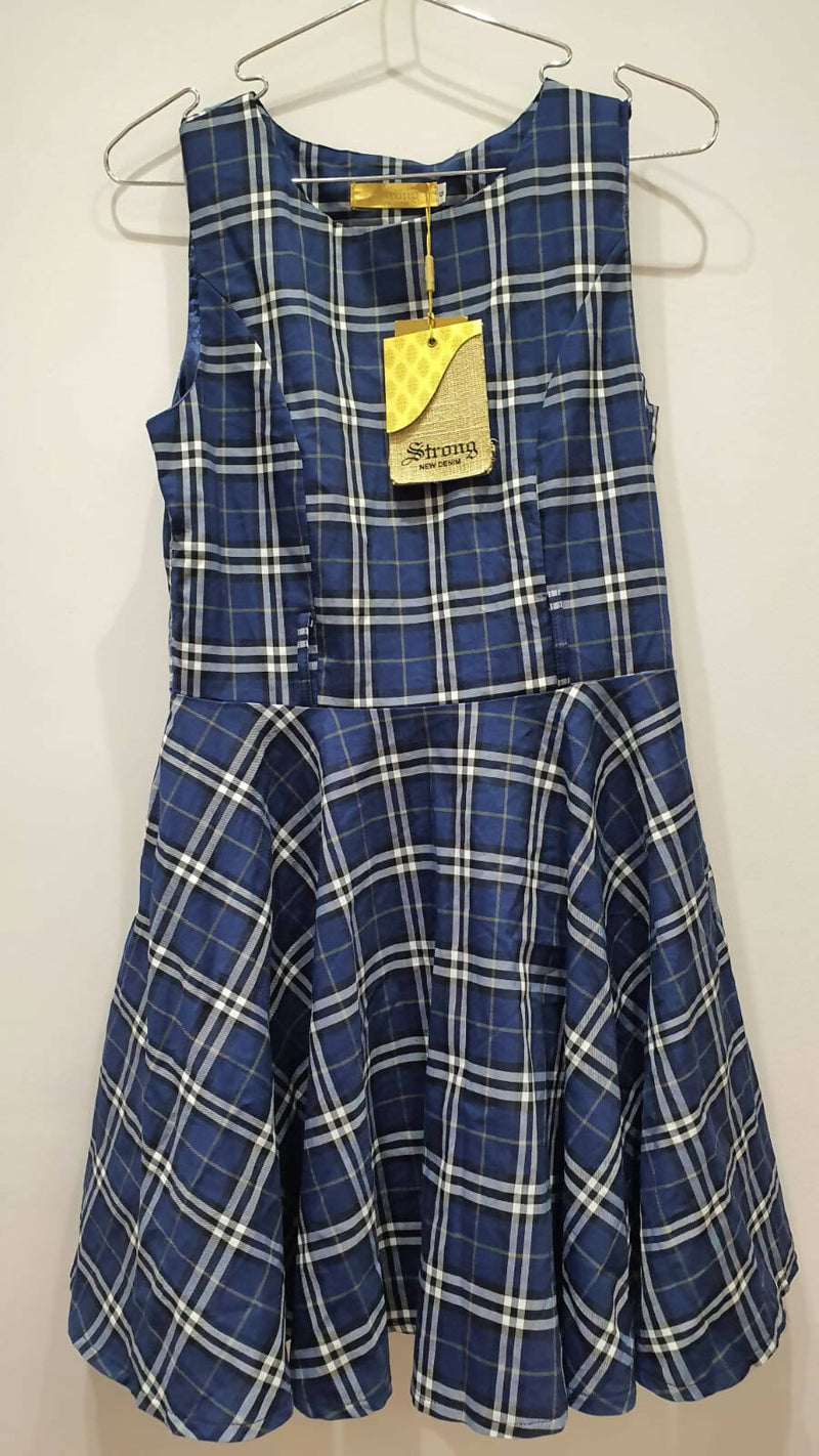 Blue Plaid Cute Dress Size S