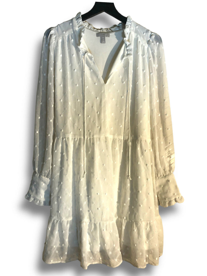 Mango Basic White Dress Size: M