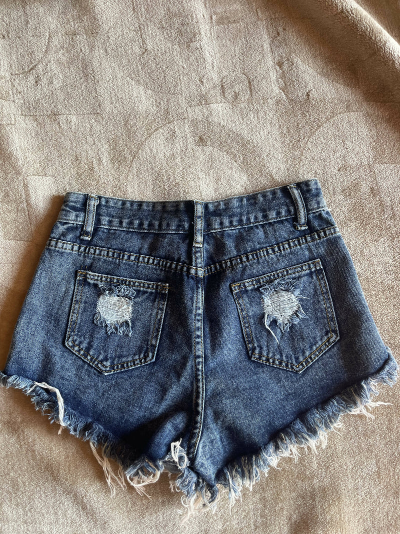 Brand New SHEIN Raw Hem Ripped Denim Shorts Size S