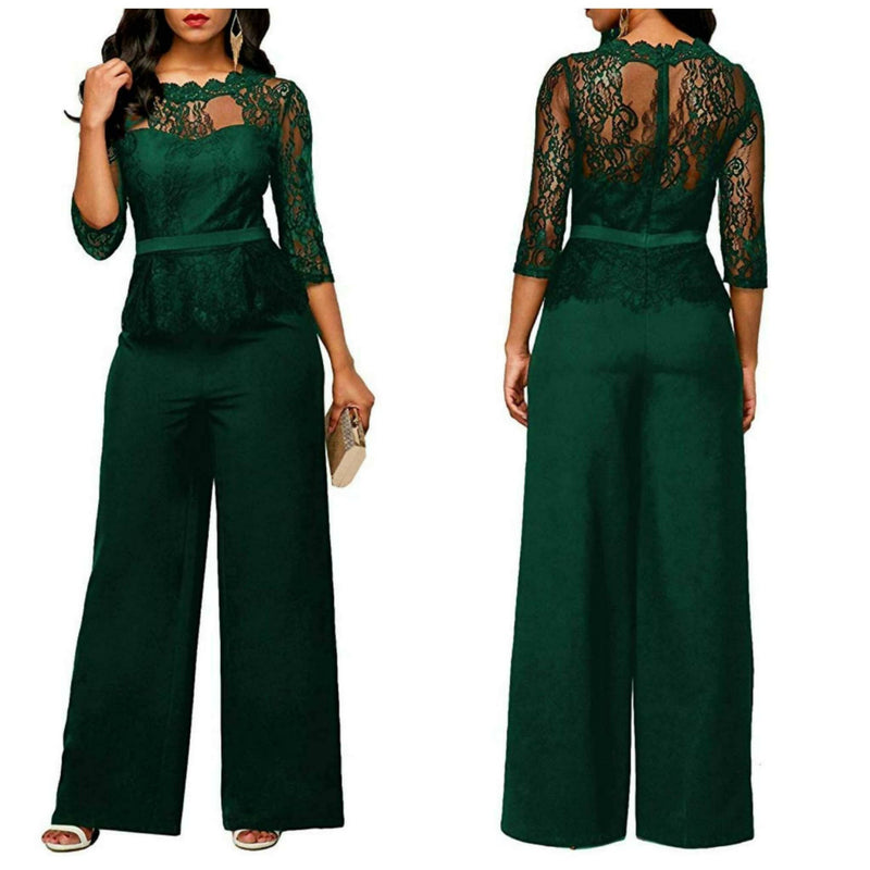 NEW Green Laced Jumpsuit Size 40 - M