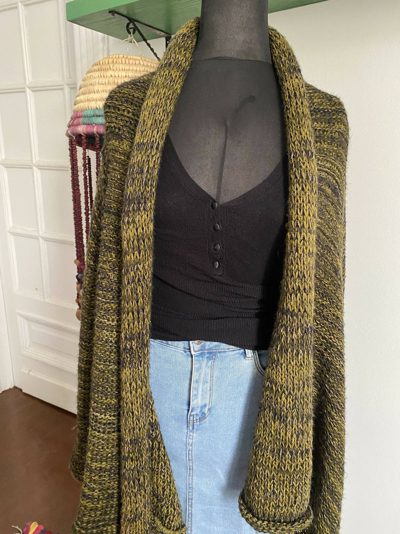 Green Crochet Coat Freesize