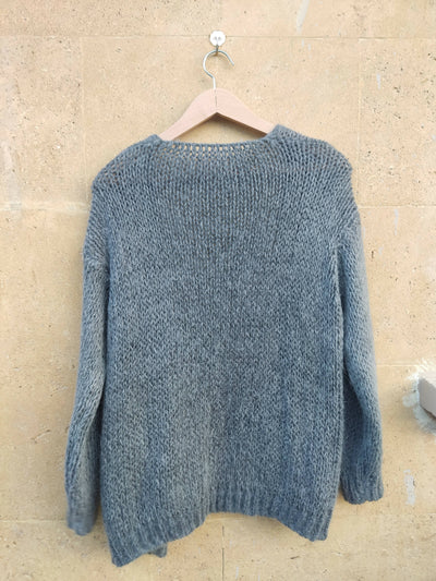 Grey Cardigan with Fur Front Pockets Size L