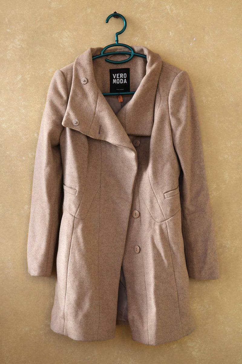 Vero Moda Funnel neck beige coat size S