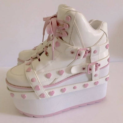 YRU QZMO BNDG HEART - White Platform Sneakers shoes Size: 38