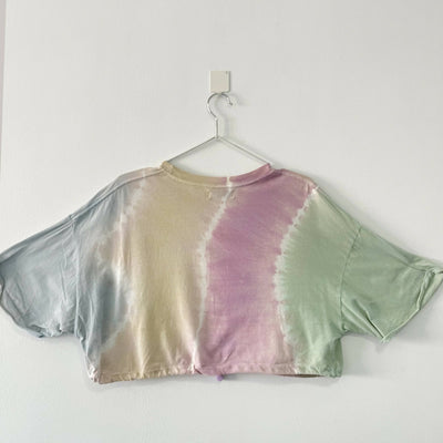 Bershka Cropped Tie-dye Large Tshirt with Adjustable Waist