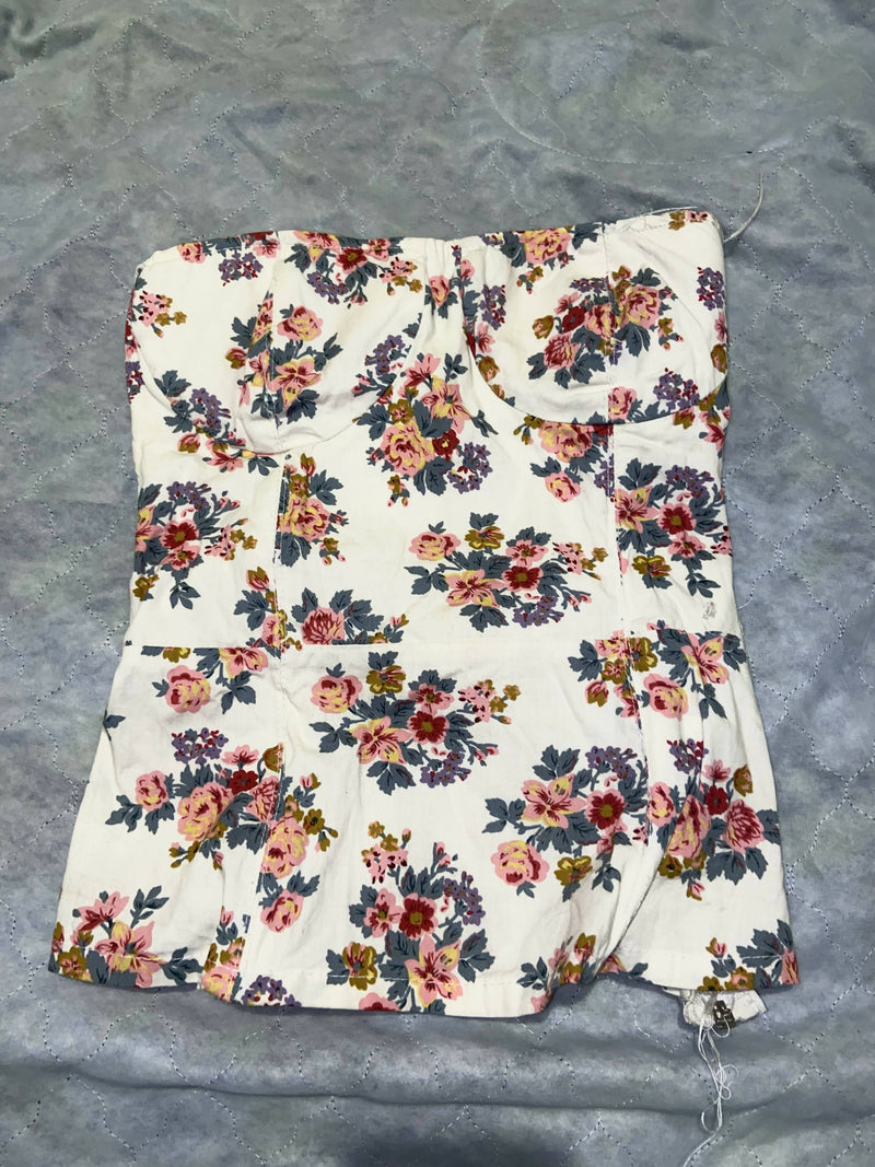 Pull&bear floral strapless top size XXS/XS