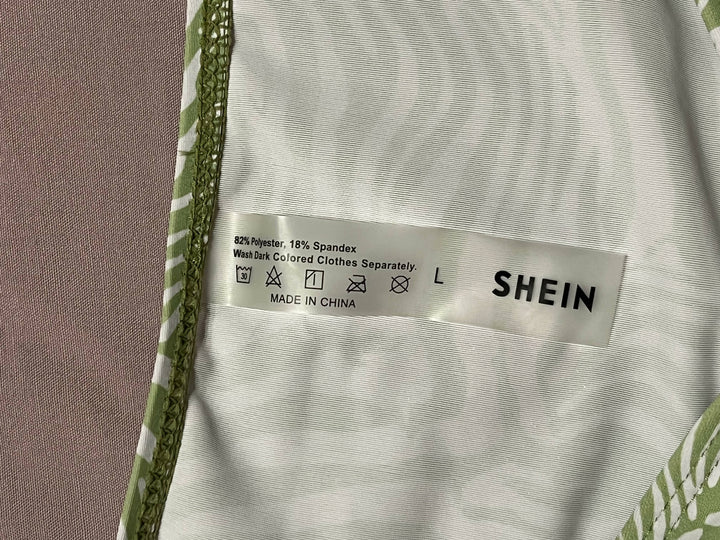 SHEIN White & Green Bikini Size L