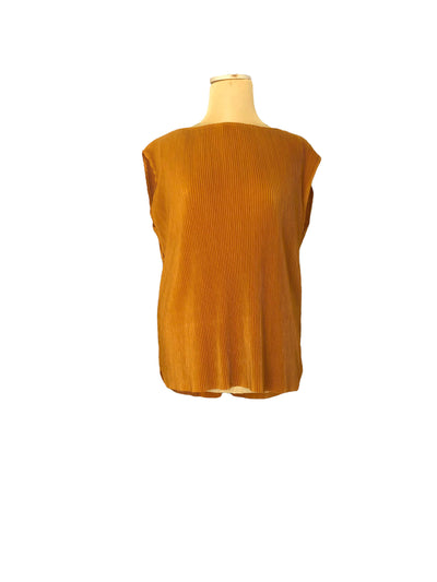 ZARA mustard sleeveless plisse top