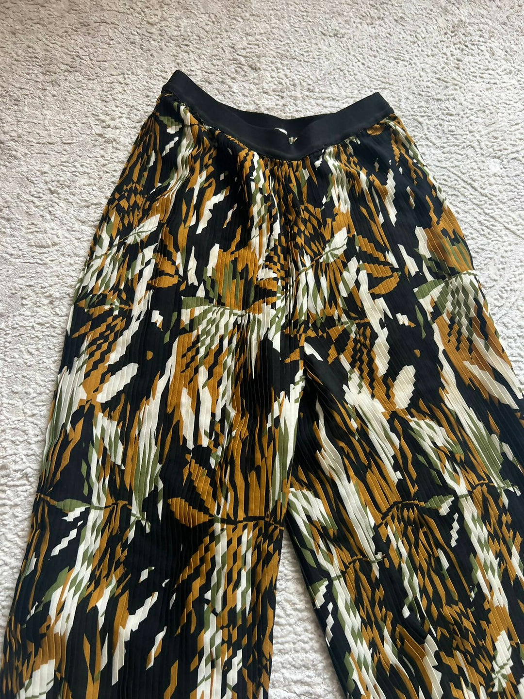 XS ONLY printed plisse wide leg pants