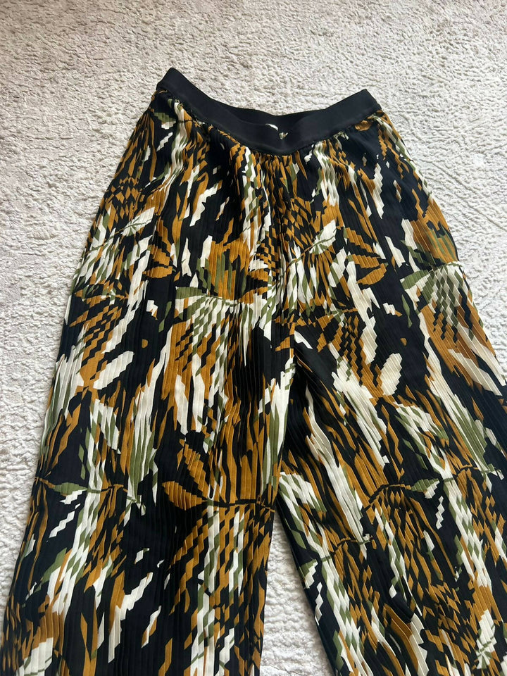 XS ONLY printed plisse wide leg pants
