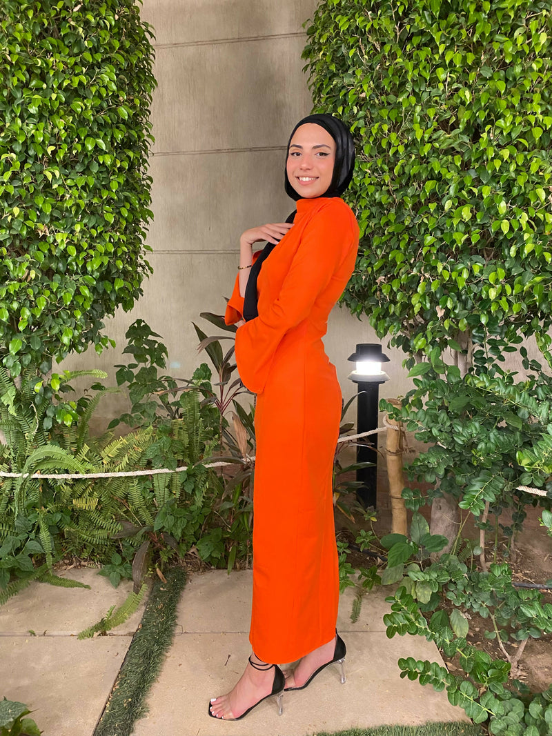 All Basic Long sleeved maxi Orange Dress Size M