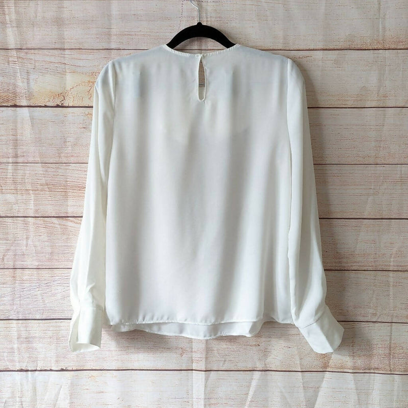 Zara Cream Blouse w/ Bowtie Size:M