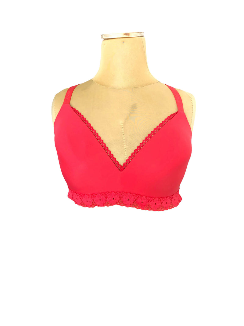 American Eagle (Aerie) soft wireless bra neon coral: size 38D (never worn)