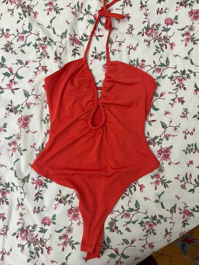 Miss Selfridge Orange Halter Neck Bodysuit EUR 36