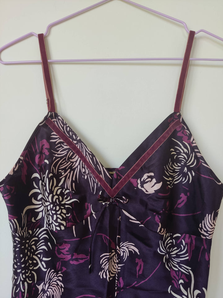 Purple Patterned Floral Top Size M