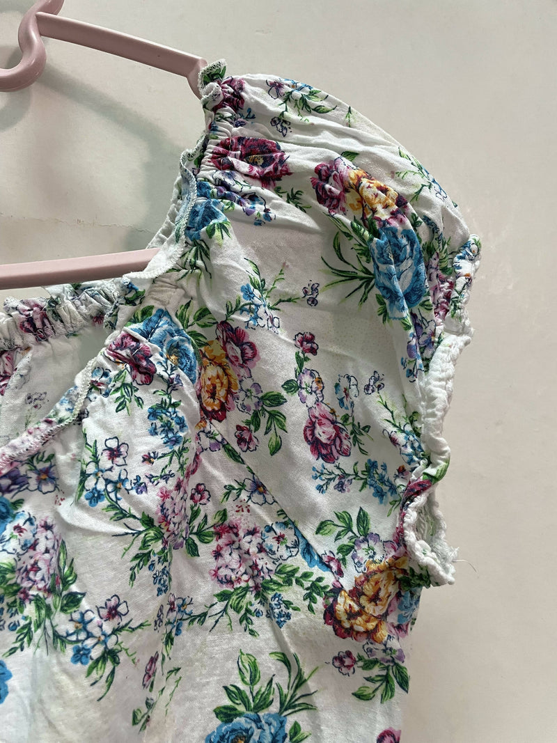 White Floral Top Size 12UK