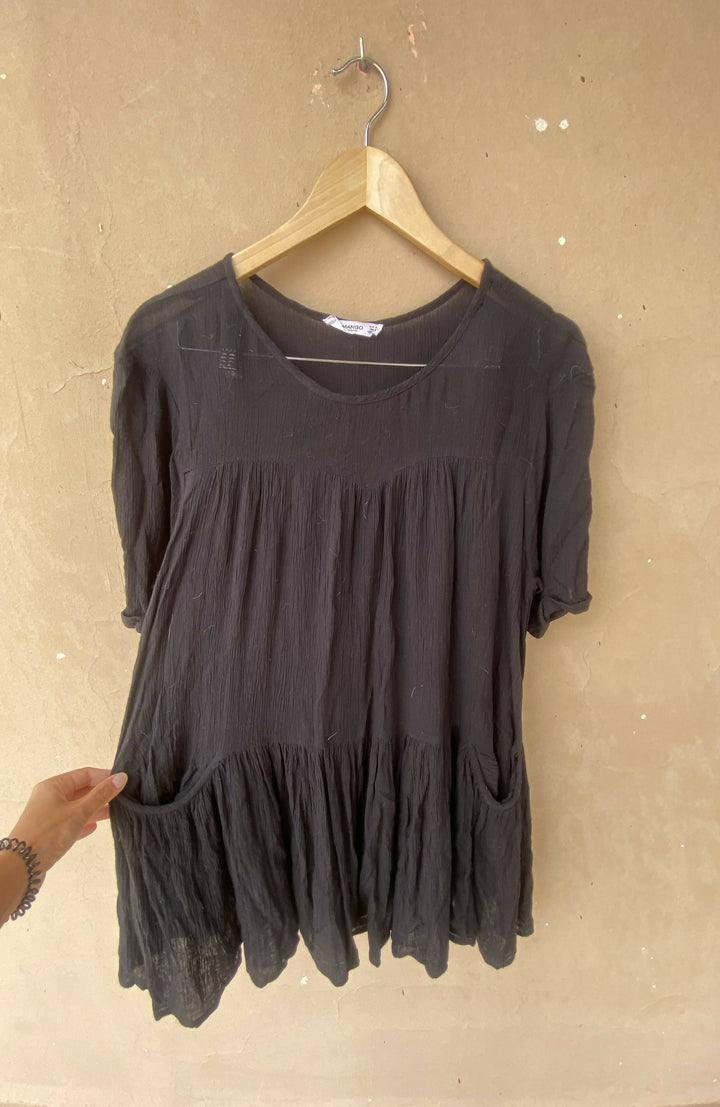 Mango Casual Mesh Black Beach Dress