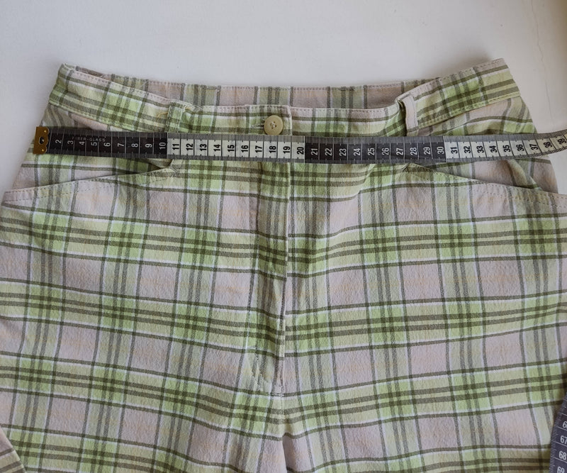 White & Green Checkered Vintage Pants