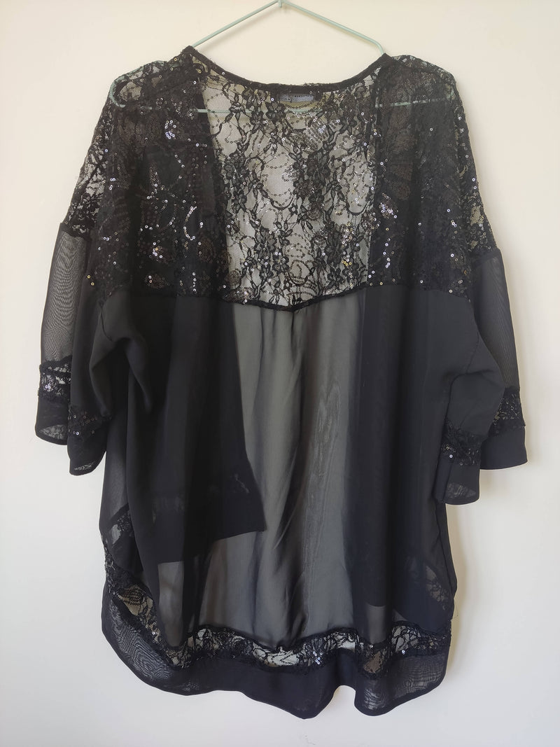 Small Black Lace & Sequin Cardigan