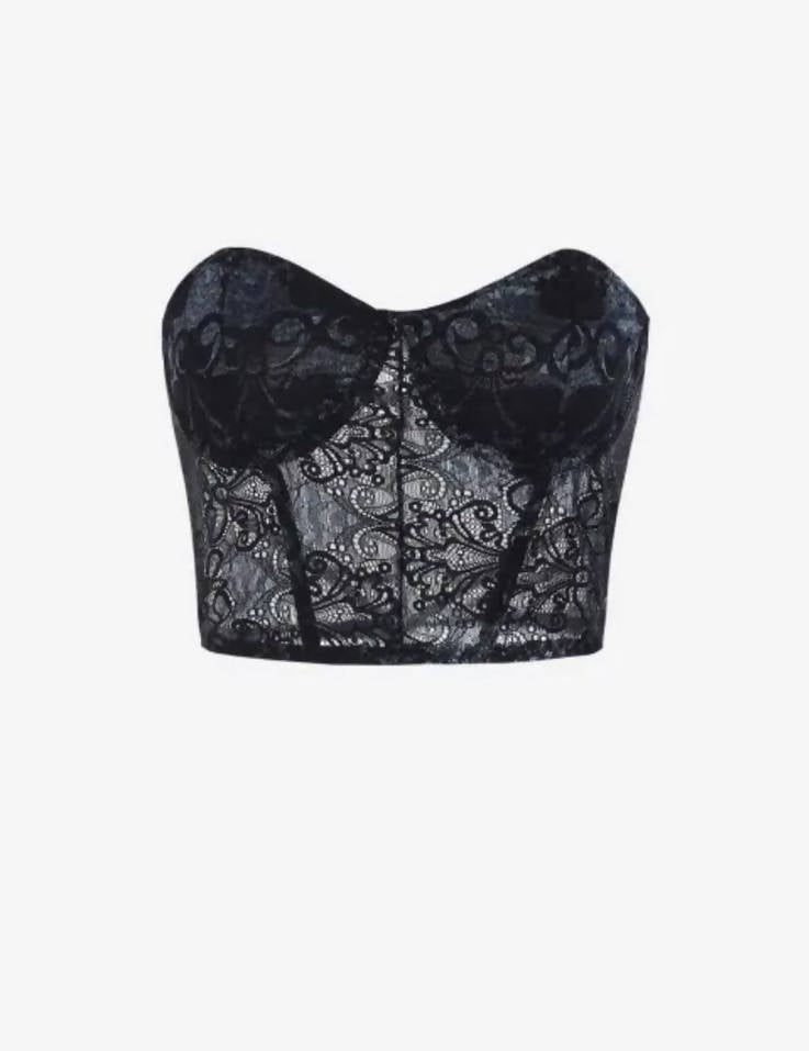 Underwire Lace Sheer Mesh Corset-style Tube Top